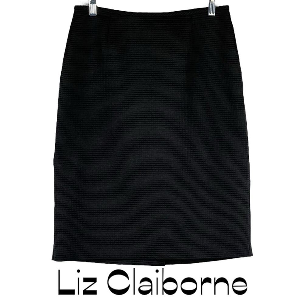 Liz Claiborne Black Textured Pencil Skirt NWOT Size 8